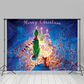 Schneebedeckt Stadt Grün Monster Fröhlich Weihnachten Hintergrund